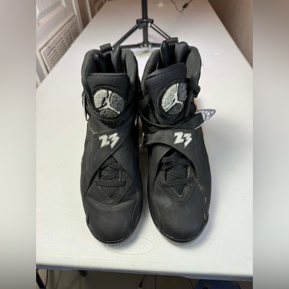 Size 12 - Air Jordan 8 Retro 2015 Chrome Black Grey Suede (305381-003) - Picture 3 of 16